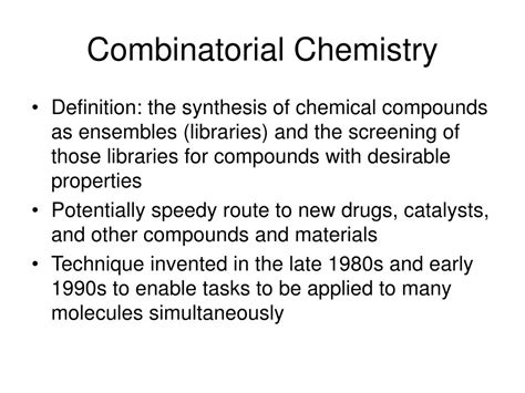 PPT - Combinatorial Chemistry and Library Design PowerPoint Presentation - ID:219411