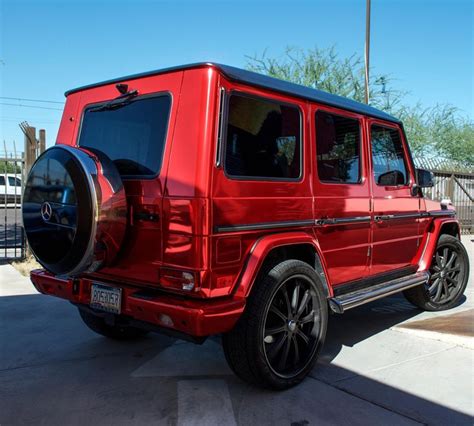 Mercedes Benz G Wagon - Factory White ---- Red Chrome Black Chrome: Roof & Side Mirrors Gloss ...