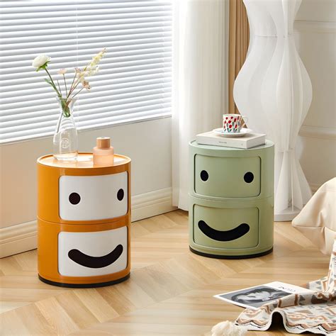 Compact Modern Kids Nightstand with Cabinet, Shelf and Robust Plastic Build Kids Nightstands