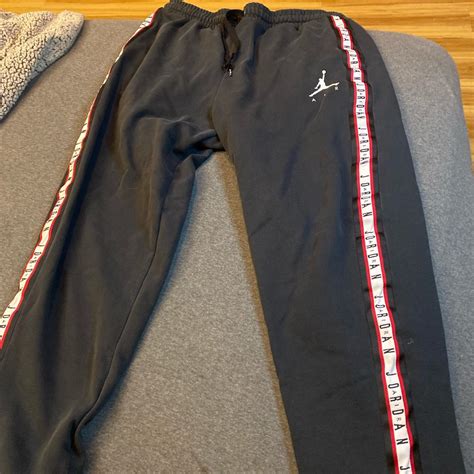 Jordan Men's Black and Red Joggers-tracksuits | Depop