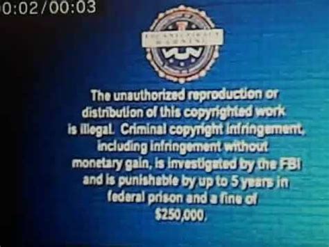 Blue Warning Screen FBI Anti Piracy Warning Screen - YouTube