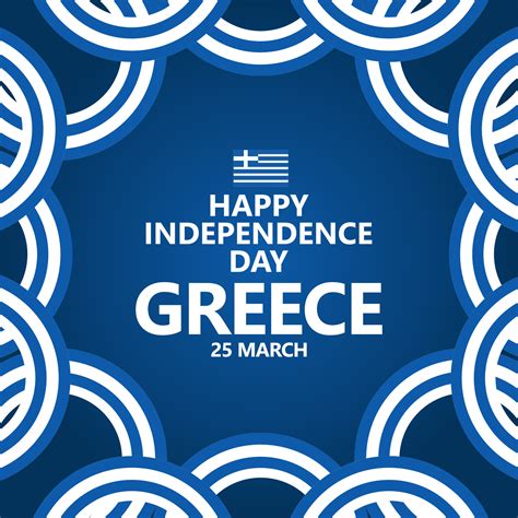 Greek independence day vector template with circular national flag ...