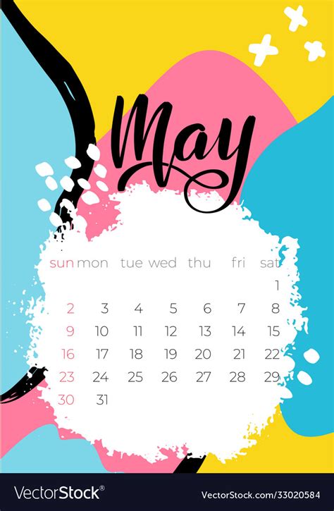 May calendar 2021 for concept Royalty Free Vector Image