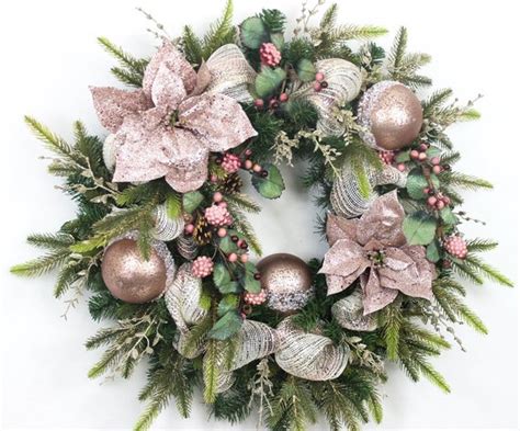 Rose Gold Christmas Wreath Etsy - Sarah Blooms