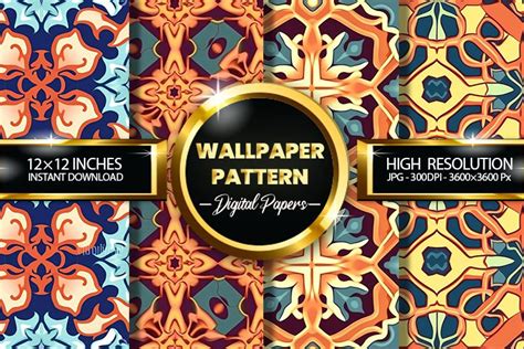 Wallpaper Pattern Digital Papers - 04 Variations (2992775)