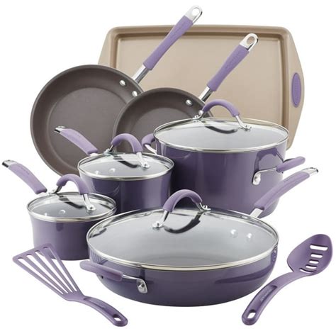 Rachael Ray 13-Piece Hard Porcelain Enamel Nonstick Pots and Pans Set ...