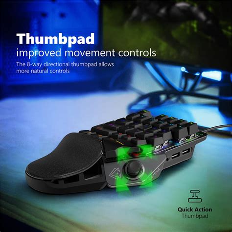 Vertux Combat QuickStrik One-Handed Gaming Keypad with Joystick Black ...