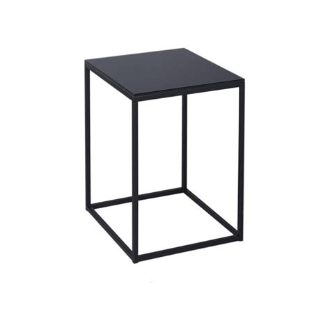 Buy Black Glass and Black Metal Square Side Table from Fusion Living