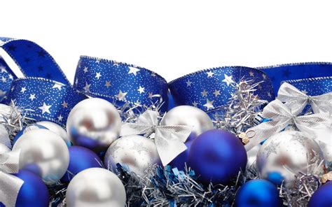 blue, White, Ribbons, Christmas, Ornaments, White, Background ...