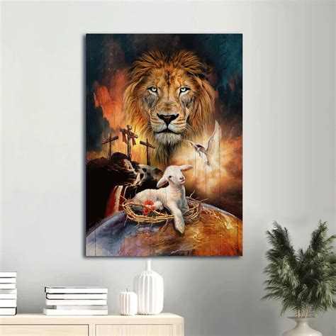 Lamb Of God Holy Spirit Dove Lion Of Judah Canvas Wall Art - Christian ...