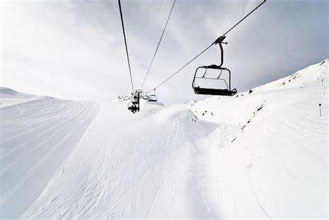 Premium Photo | Ski lift on mountains in paradiski area france