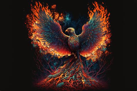 Colorful Phoenix on Fire Canvas, Metal, Acrylic, Framed, or Giclee ...