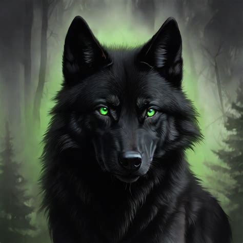 Black wolf with green eyes by Radusak111 on DeviantArt