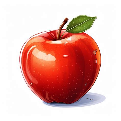 Premium AI Image | an apple with a leaf on it and a drawing of a leaf.