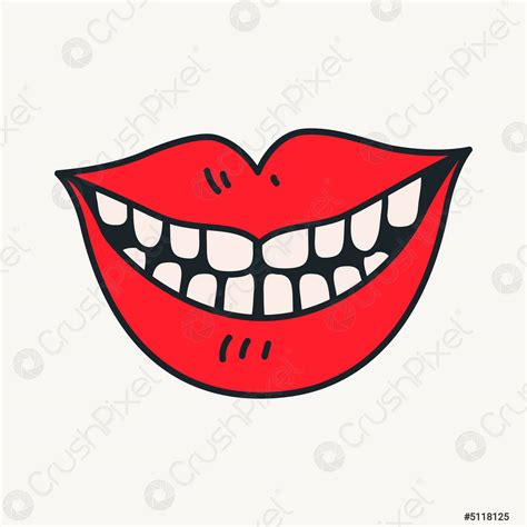 Cartoon vector funny cute Comic characters, smiling mouth - stock vector 5118125 | Crushpixel