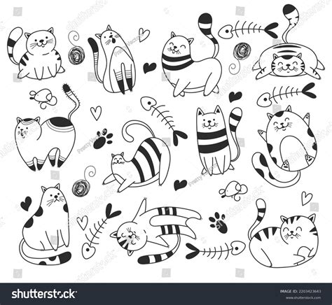 Doodle Sketch Line Art Animal Characters Stock Vector (Royalty Free ...