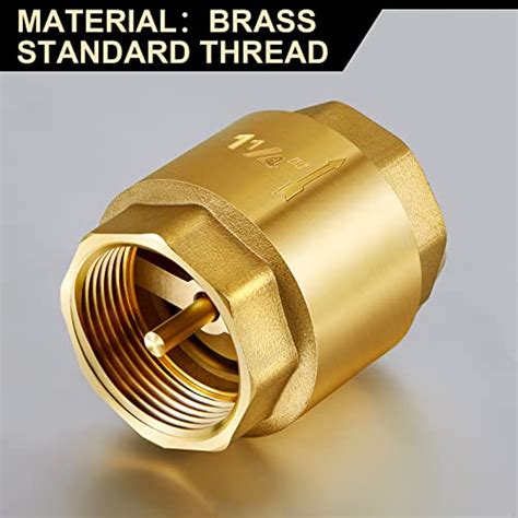 1-1/4 Inch Check Valve Brass In-Line Check Valve Female Pipe Thread One Way Backflow Prevention ...