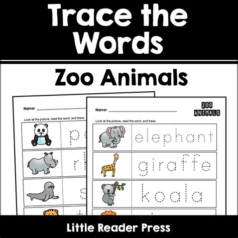 Zoo Animals Trace the Words Worksheets | Made By Teachers