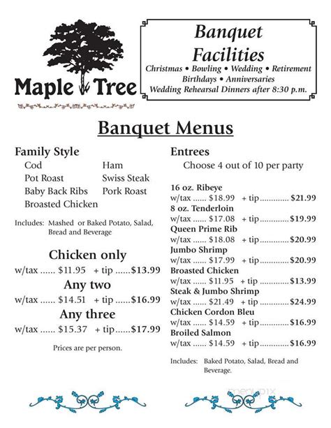 Menu of Maple Tree Restaurant in McFarland, WI 53558