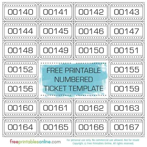 Free Printable Numbered Ticket Template - Free Printables Online