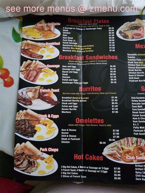 Menu at Tam's Burgers restaurant, Lynwood