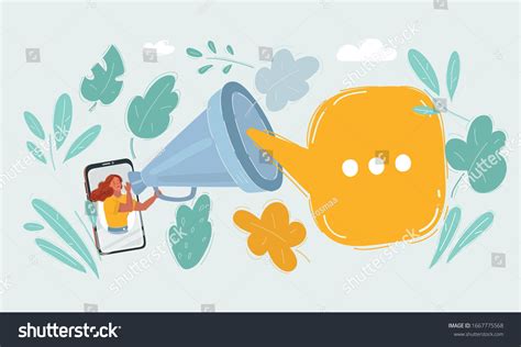 Cartoon Vector Illustration Woman Megaphone On Stock Vector (Royalty ...