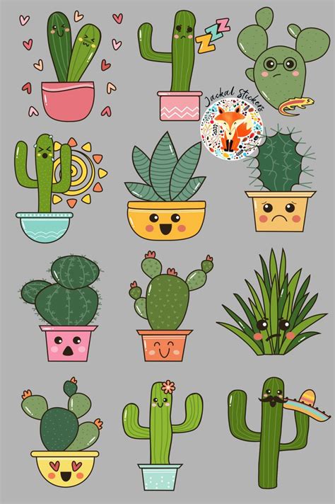 Cute Cactus Emoji Stickers | Arte com cactos, Adesivos planejadores, Adesivos bonitos