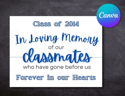 EDITABLE Class Reunion Memorial Template Instant Printable Download ...