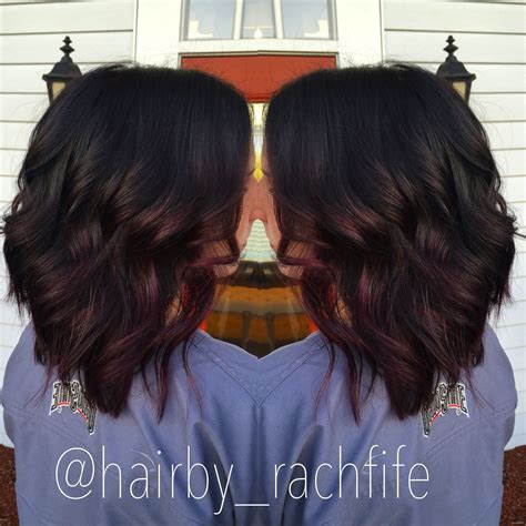 Deep burgundy ombre. Short hair long bob. Purple hair. hair by Rachel ...