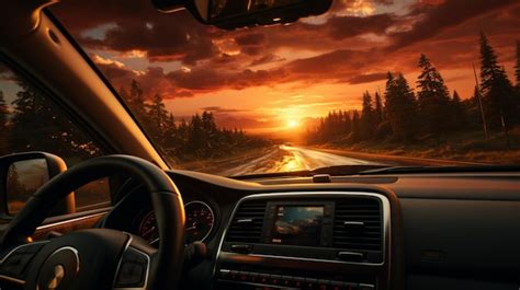 Premium AI Image | Driving during the sunset