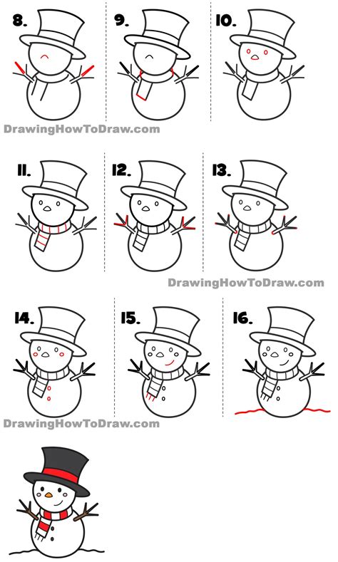 How to Draw a Cute Cartoon Snowman for Kids and Beginners – How to Draw Step by Step Drawing ...