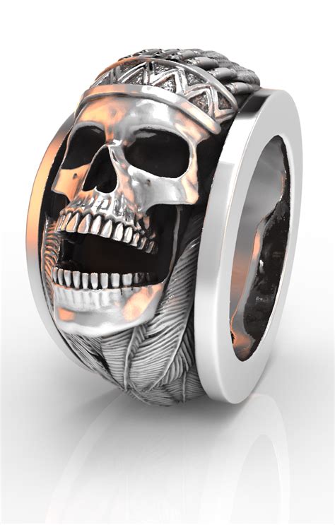 Skull ring. Sterling silver handmade skull rings. Biker jewelry, rings for men. Unique Diamond ...