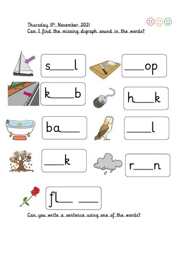 Phonics missing digraph worksheets phase 3 | Teaching Resources