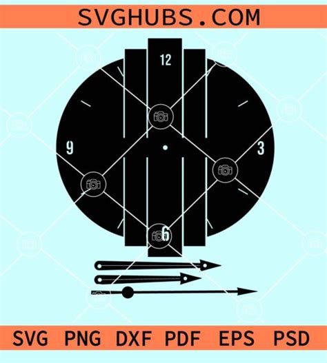 Wall clock silhouette with clock hands svg, Clock Face Template svg, Clock Face vector svg