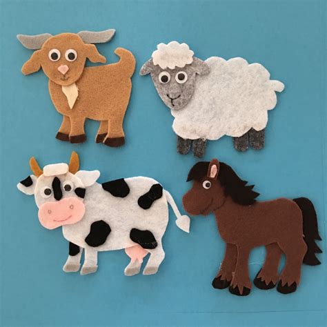 4 fun animals from my farm pattern - goat, sheep, cow and horse Felt Farm Animals Pattern ...