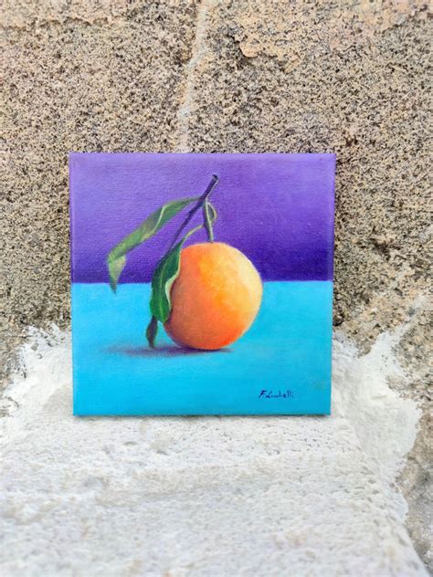 Orange Oil Painting Oil on Canvas Orange Fruit Painting Canvas Art Tiny ...