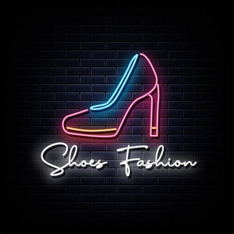 Premium Vector | Shoes fashion neon signs design template neon sign