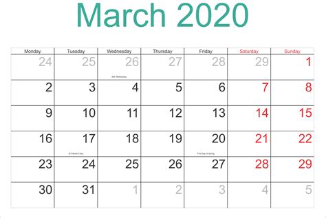 Cute March 2020 Calendar PDF In Latest Design | Free Printable Calendar & Template