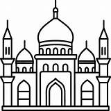 Mosque coloring Pages Outline minaret And Dome On White  sketch template