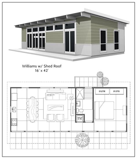 Williams Shed Roof | Shed house plans, House floor plans, Small house plans
