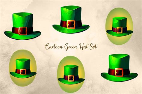 Cartoon Green Hat Set Graphic by Digitally Inspired · Creative Fabrica