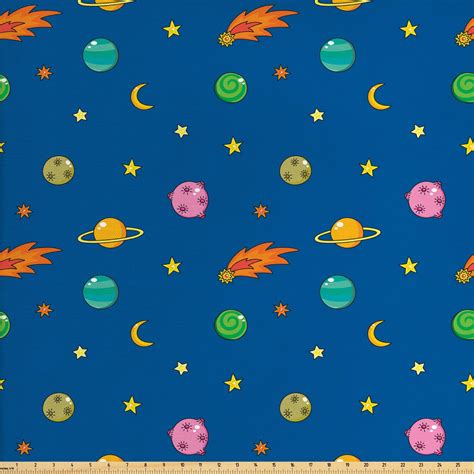 Outer Space Fabric by The Yard, Alien Planets Shooting Stars Saturn and ...