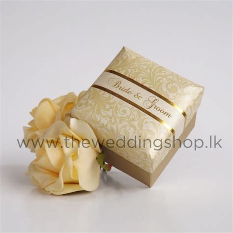 Dull Gold Floral Wedding Cake Box - Buy wedding accessories Sri Lanka