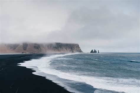 black sand beach iceland 4k HD Wallpaper