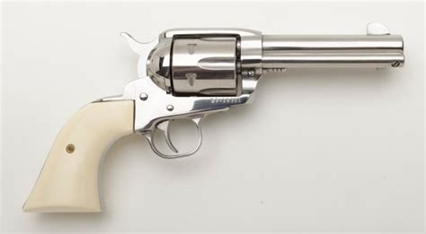 Ruger Vaquero, .45 long colt caliber Single Action revolver with 4 ¾” barrel, stainless steel, simul