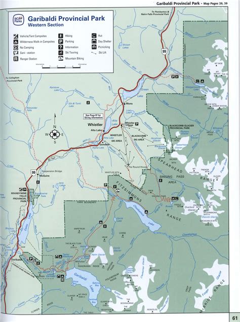 Map of Garibaldi Provincial Park in British Columbia, how long to drive