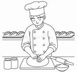 Baker Making Bread Outline Coloring Page Labor Day Hand Drawn Clip Art  sketch template