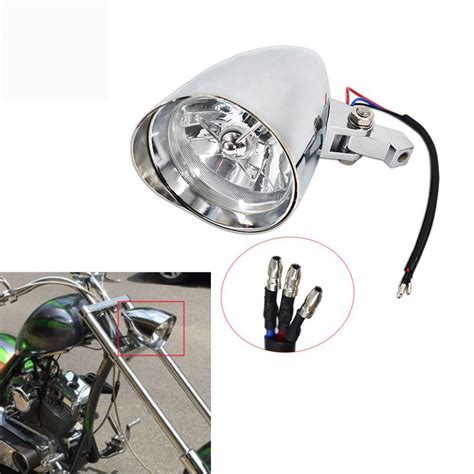 Motorcycle Headlight Lamp Chrome Visor Headlight Lamp For Bobber ...