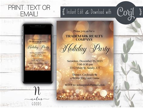 Holiday Work Party Invitation, Work Holiday Party Invite, Company ...