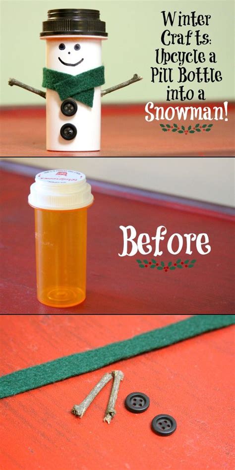 DIY Upcycle a Pill Bottle into a Snowman | Pill bottle crafts, Diy snowman decorations, Winter ...